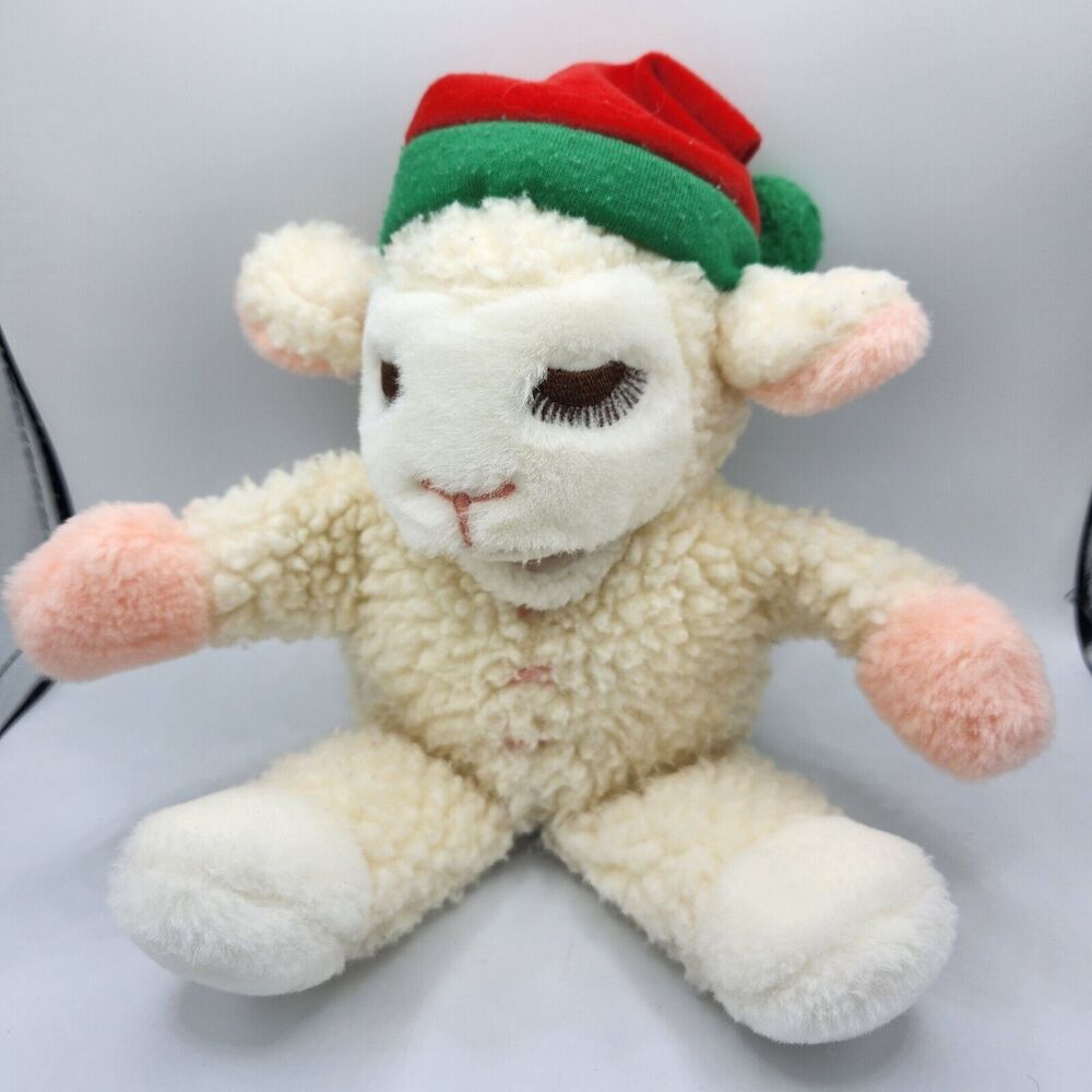 Shari Lewis Lamb Chop Hand Puppet 12" Plush Xmas Santa Hat Stuffed Avon Vtg 1991